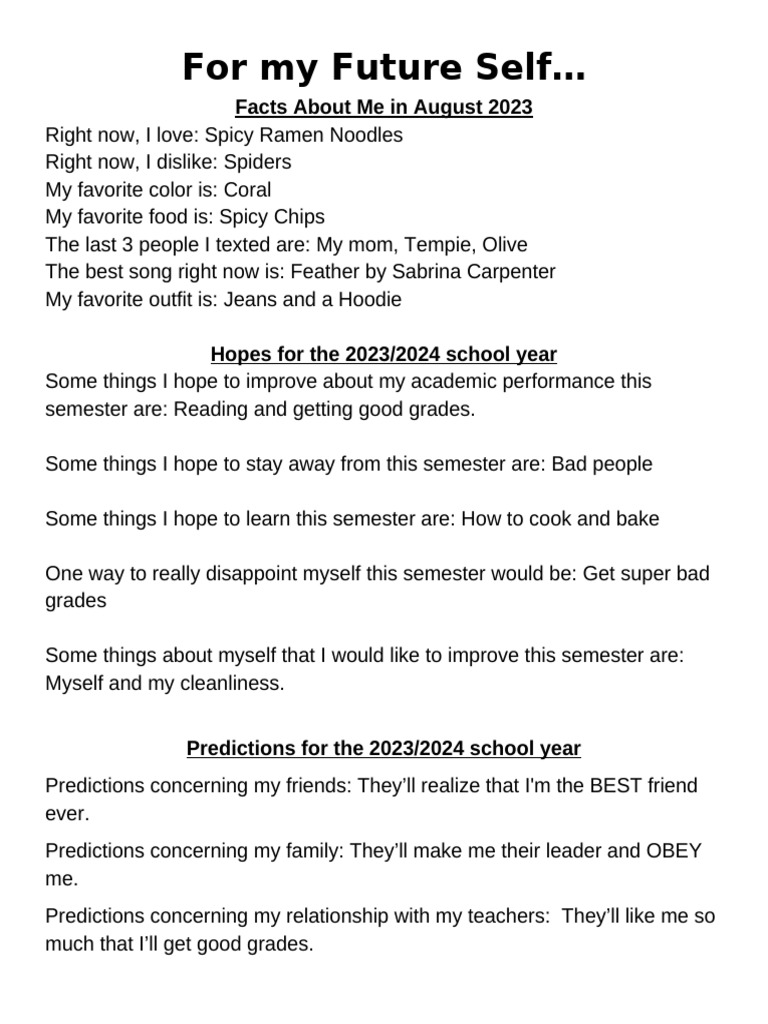 For My Future Self | PDF
