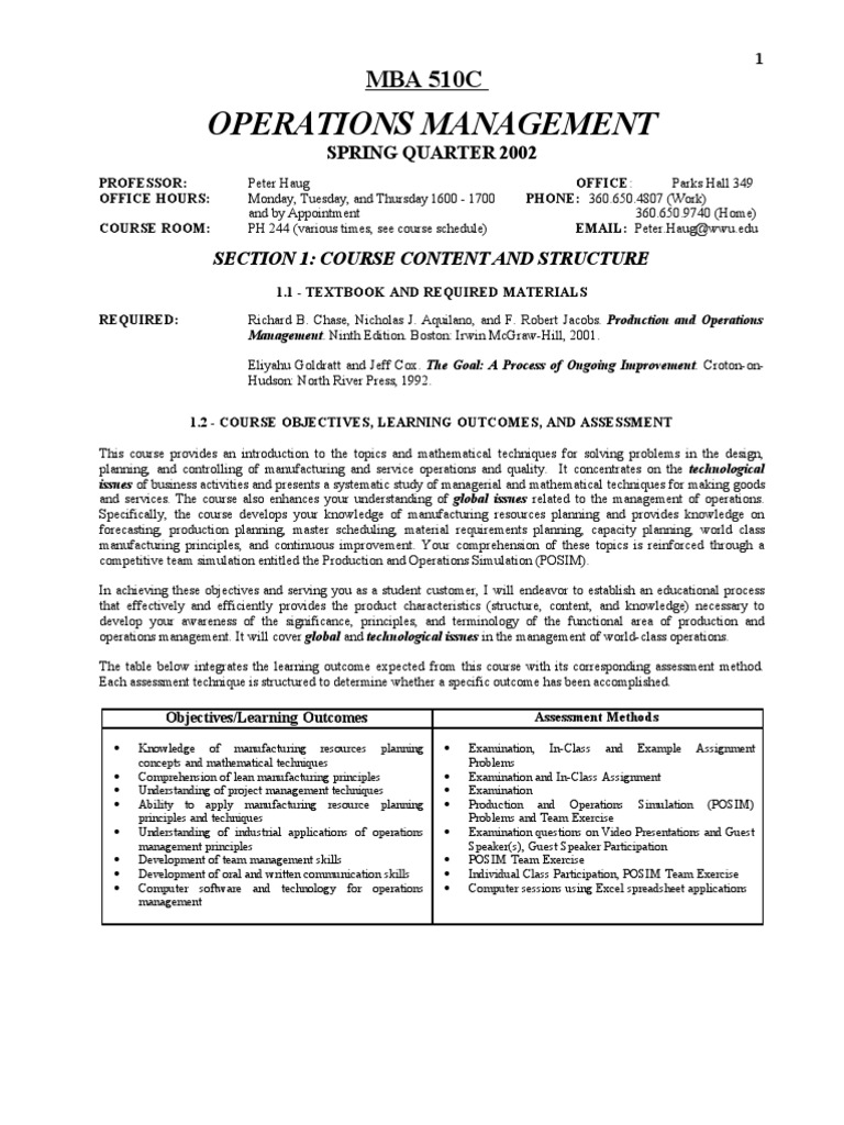 Operations management questions picture