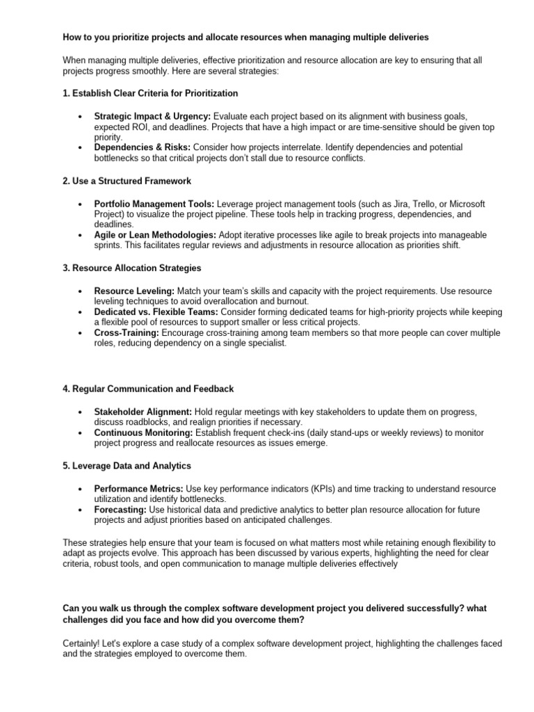 Project Prioritization and Resource Management | PDF | Agile Software ...