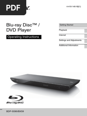Sony Blu-ray/DVD Player Manual | PDF | Blu Ray | Hdmi