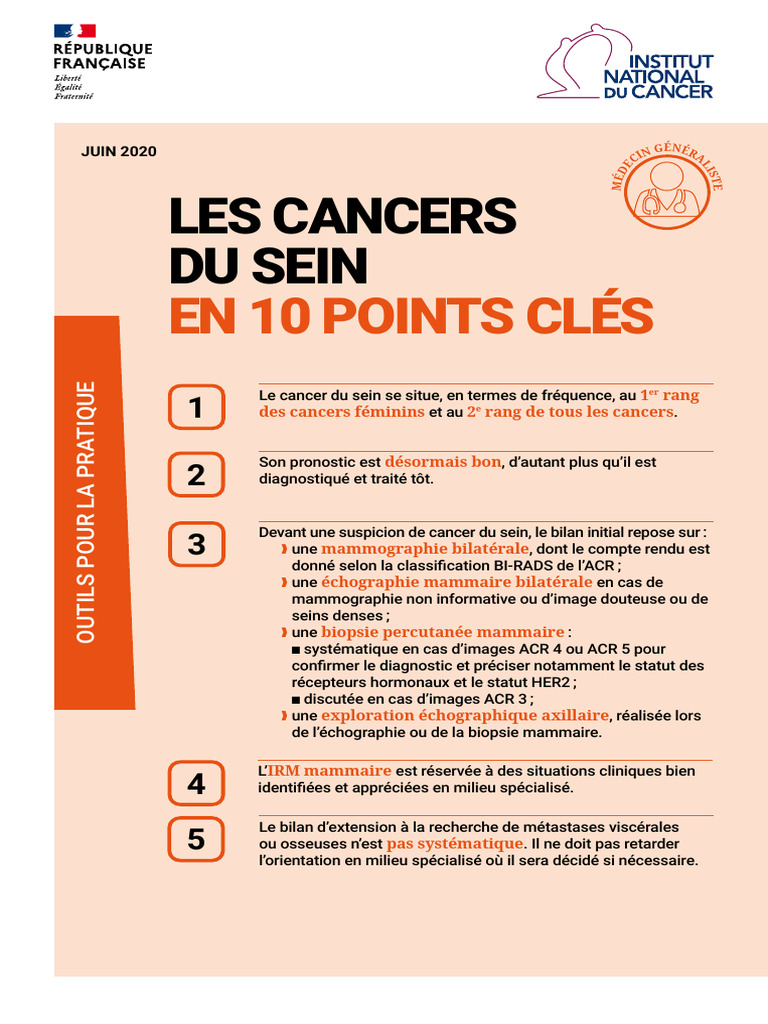 Cancers du sein : 10 points clés essentiels | PDF | Cancer du sein | Cancer