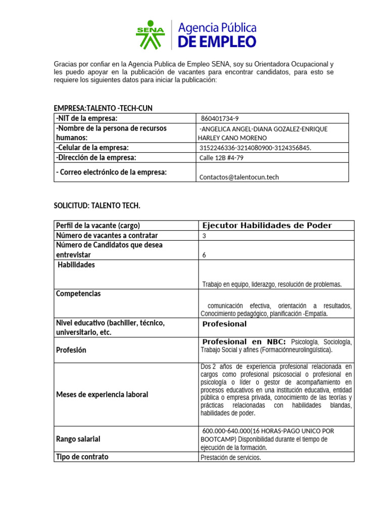 Convocatoria: Ejecutor en Vichada | PDF