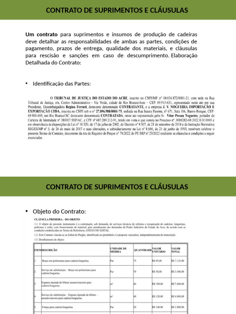 Contrato de Suprimentos e Cláusulas | PDF