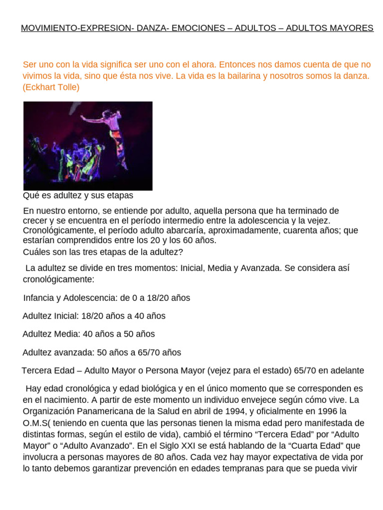 Danza y emociones en la adultez avanzada | PDF | Las emociones | Bailes