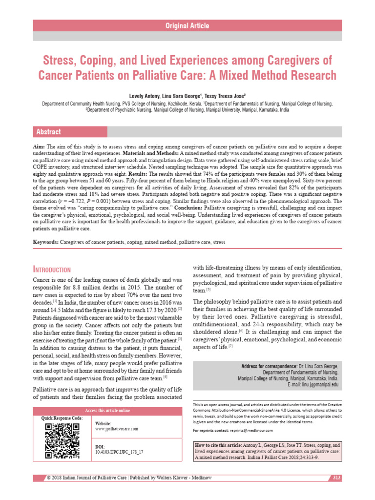 Stress, Coping, and Lived Experiences Among Caregivers of | PDF ...