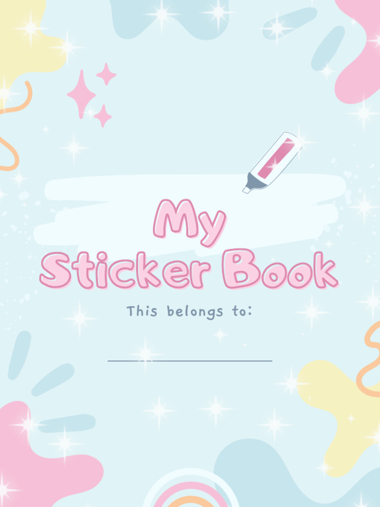 Sticker Book Soft Blue and Pink Creative Cute | PDF