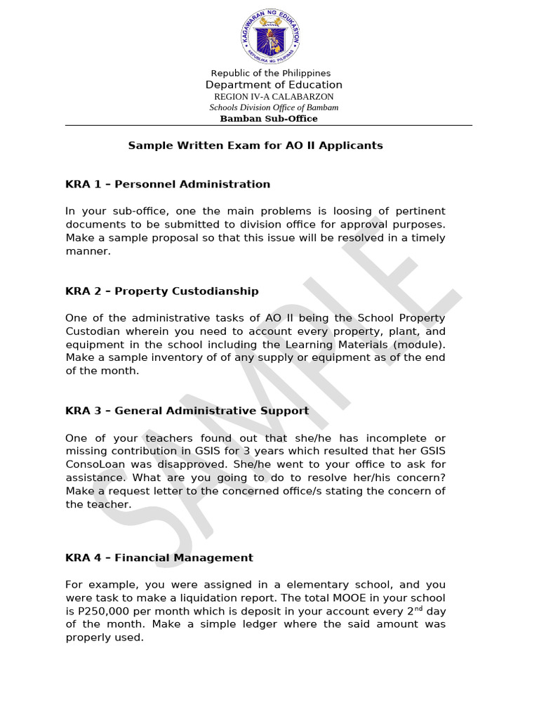 Sample Written Exam | PDF