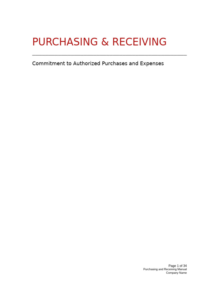 Purchasing and Receiving Guidelines | PDF | Receipt | Expense