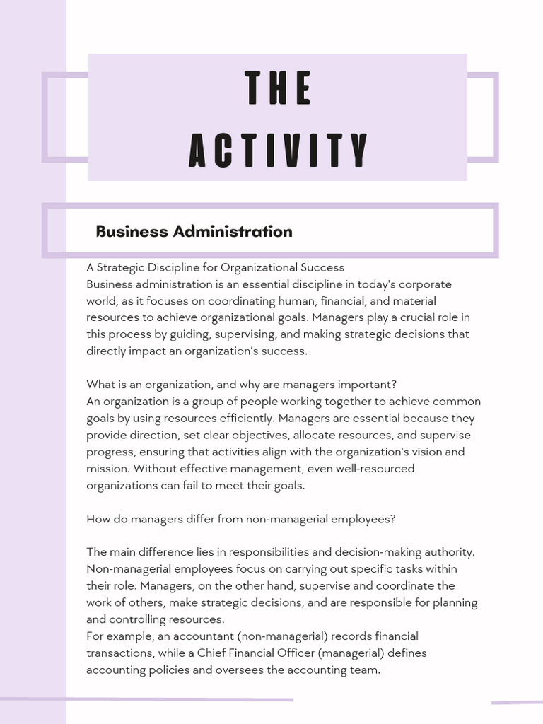Business Administration and Management Roles | PDF | Goal | Teachers