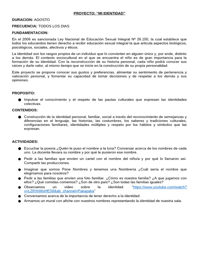 Proyecto de Identidad y Diversidad Cultural | PDF