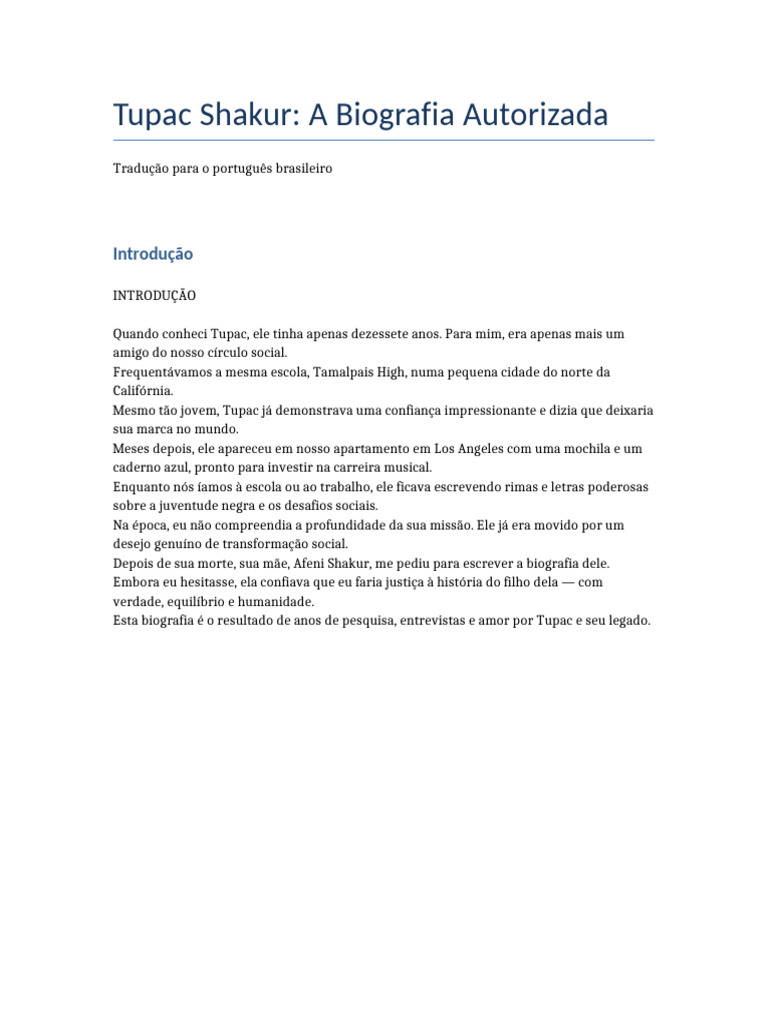 Biografia de Tupac Shakur: Vida e Legado | PDF