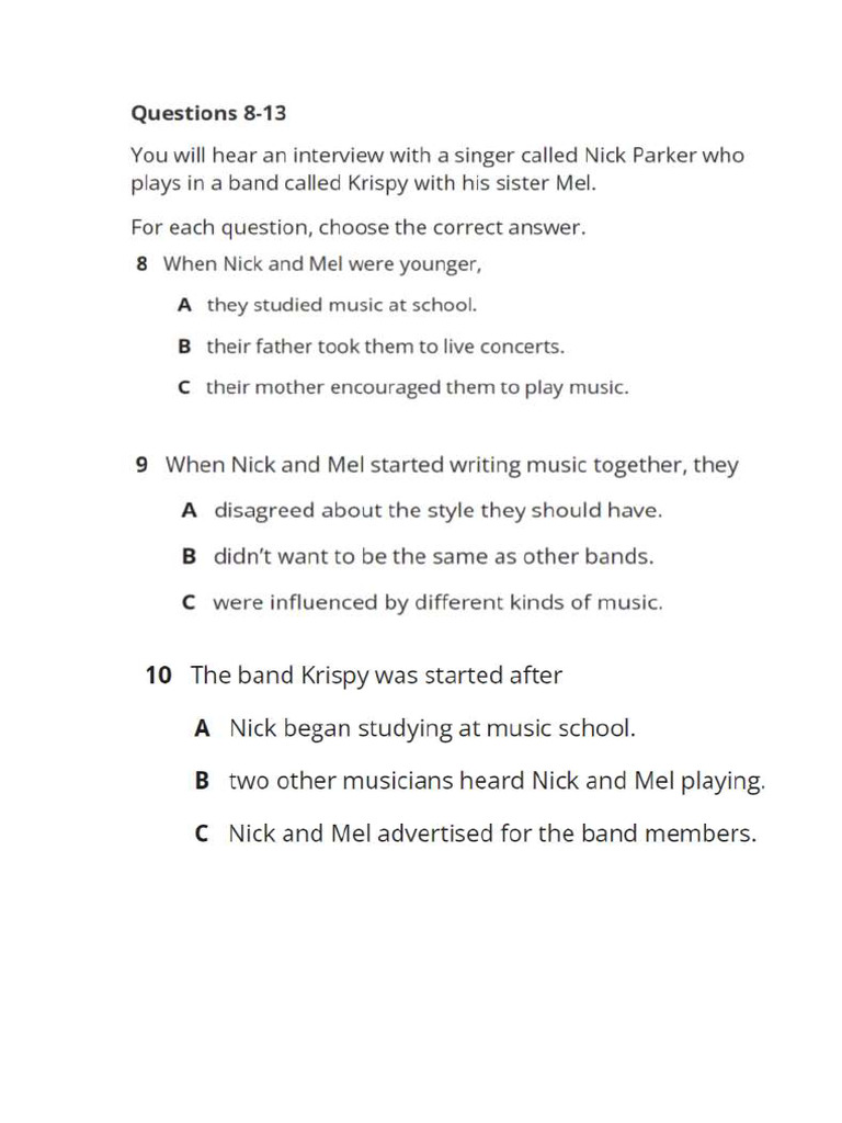 Listening Quiz 11 Pdf