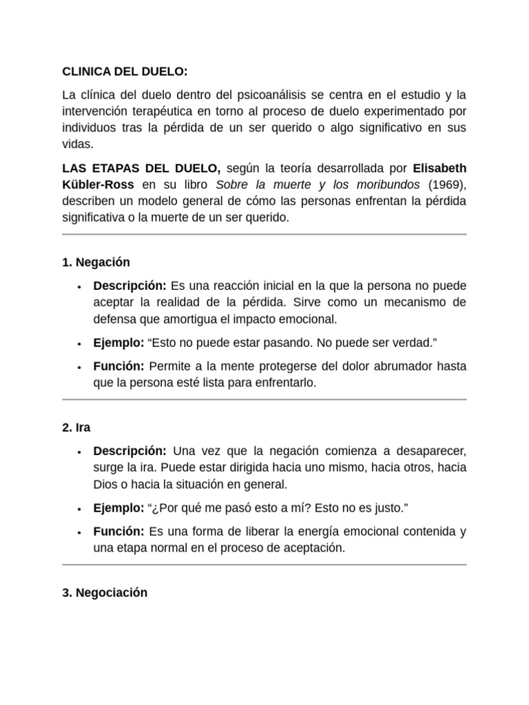 Clínica del Duelo: Etapas y Terapias | PDF | Dolor | Las emociones