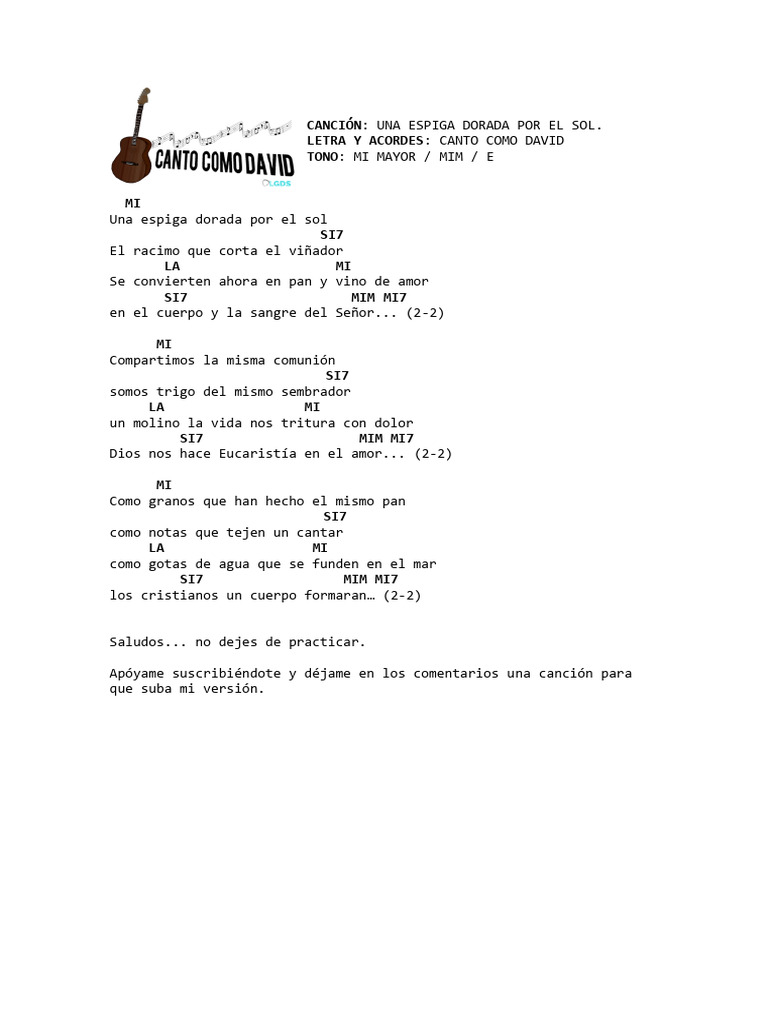 Letra y acordes: Una espiga dorada | PDF