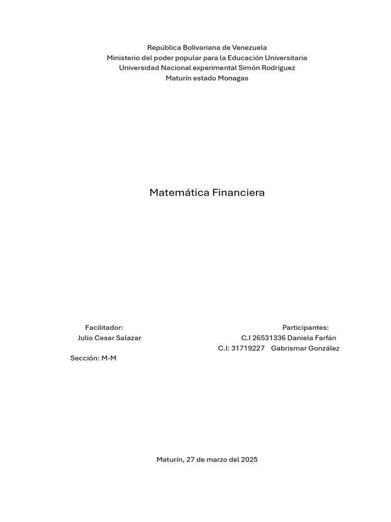 Matemática Financiera 1 - 250327 - 084716 | PDF | Inversiones ...