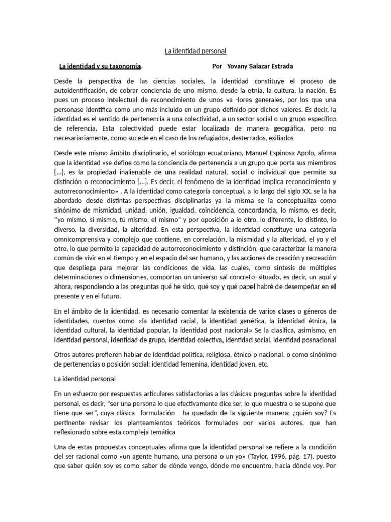 Comprendiendo la Identidad Personal | PDF | Socialización | Grupo social