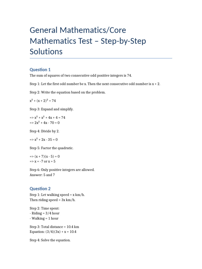 T1 Math - Test - Solutions - StepByStep - Part1 | PDF