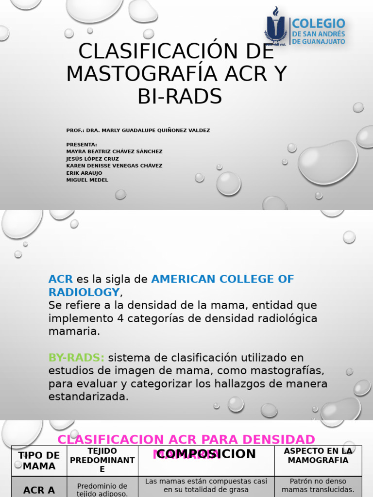 Clasificación ACR y BI-RADS en Mamografía | PDF | Mamografía | Pecho