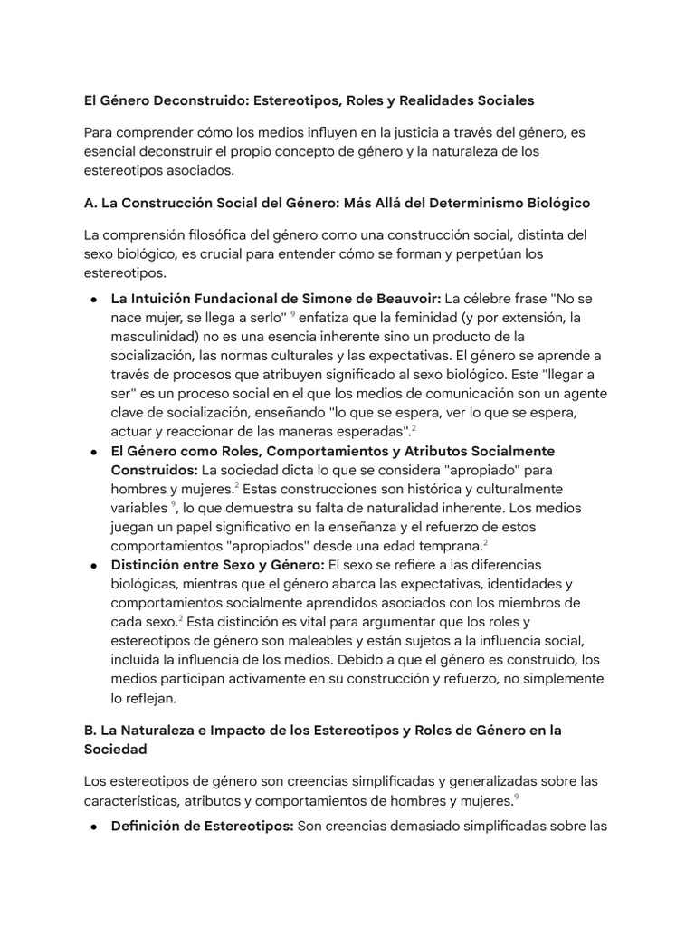 Deconstrucción del Género y Estereotipos | PDF | Género | Estudios de ...