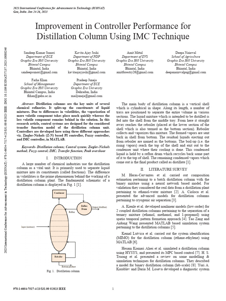 Improvement in Controller Performance For Distillation Column Using IMC ...