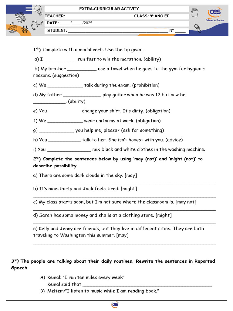 Modal Verbs and Reported Speech Exercises | PDF