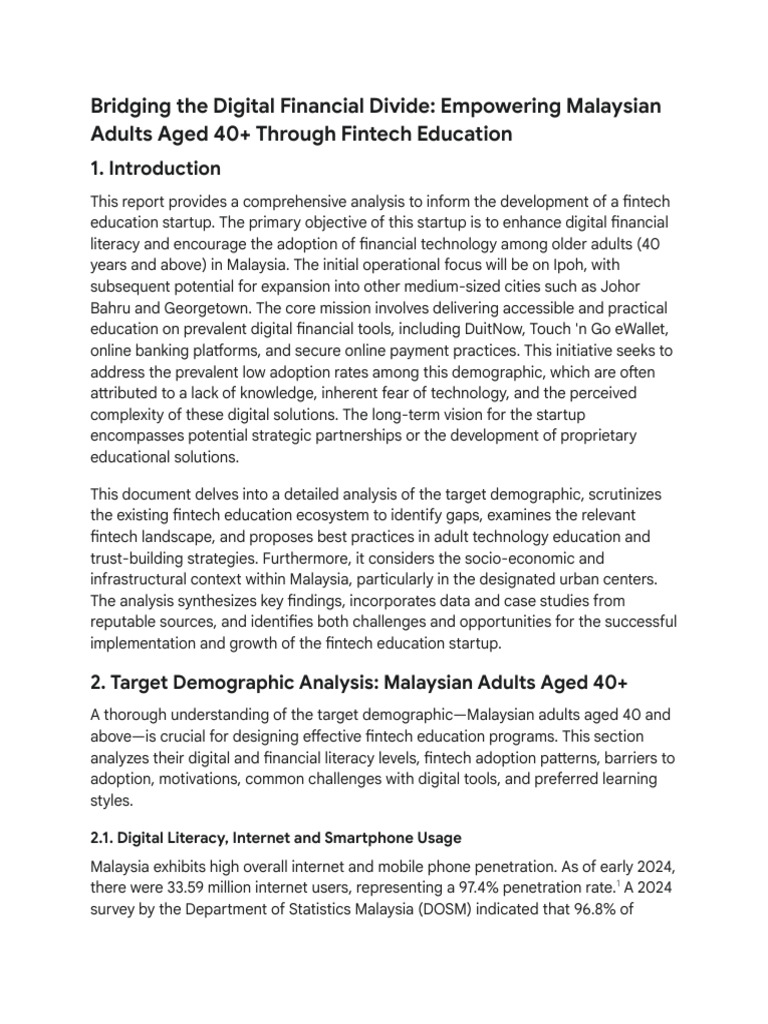Fintech Education for Malaysians 40+ | PDF | Learning | Literacy