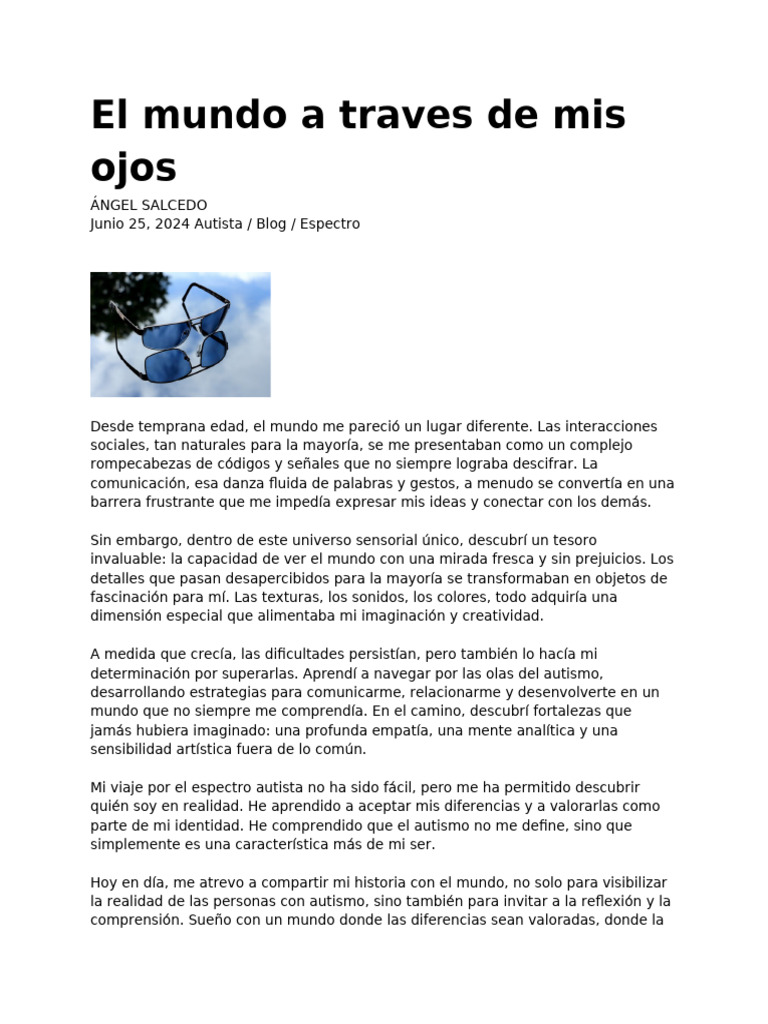 El autismo a través de mis ojos | PDF | Autismo | Ciencias del ...