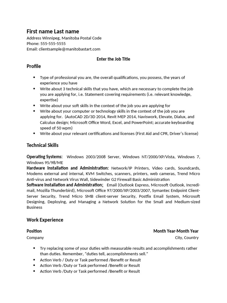 Professional Resume Template Guide | PDF | Windows Xp | Microsoft Windows