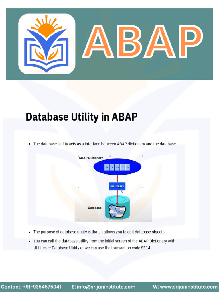 Master Database Utility in ABAP ? 1739973681 | PDF | Databases ...