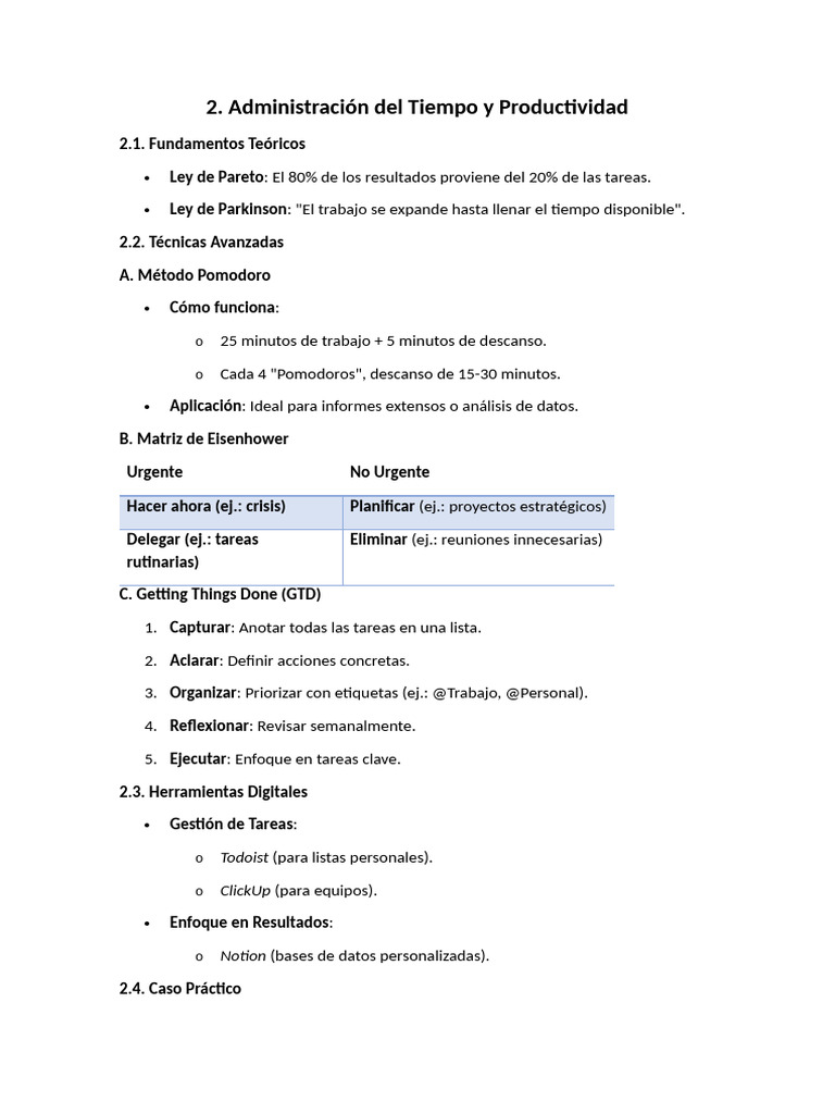 Técnicas de Productividad y Gestión del Tiempo | PDF