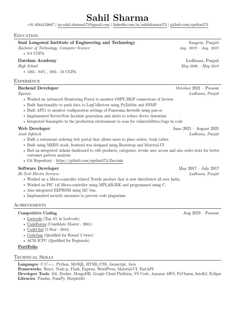 Sahil Sharma (Resume) PDF | PDF | Cloud Computing | Computer Programming