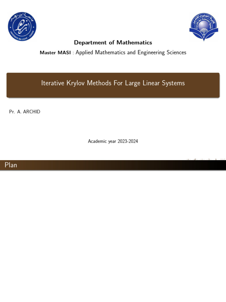 Krylov's Mrthods 2023 2024 | PDF | Mathematics | Mathematical Objects