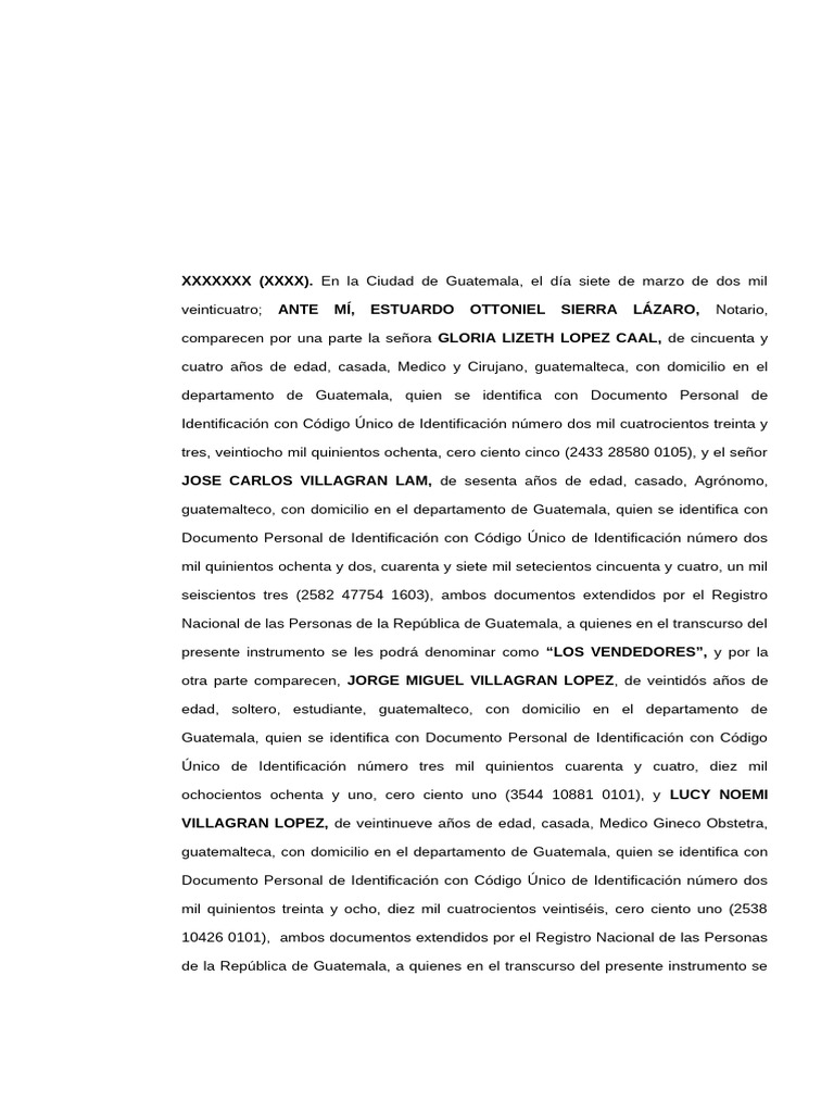 Contrato de Compraventa en Guatemala | PDF | Propiedad | Guatemala