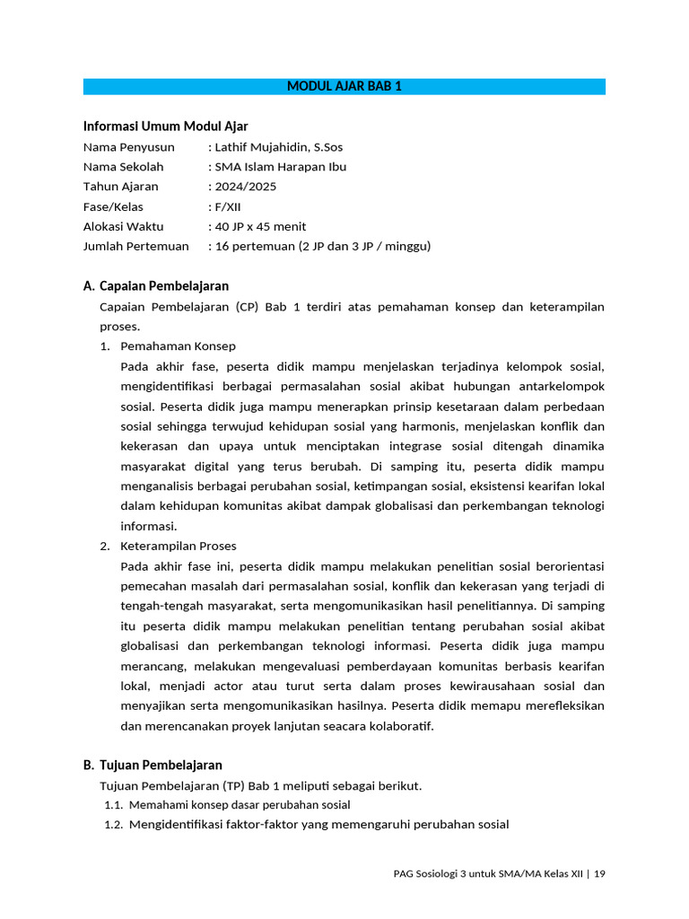7.1 Modul Ajar Bab 1 | PDF