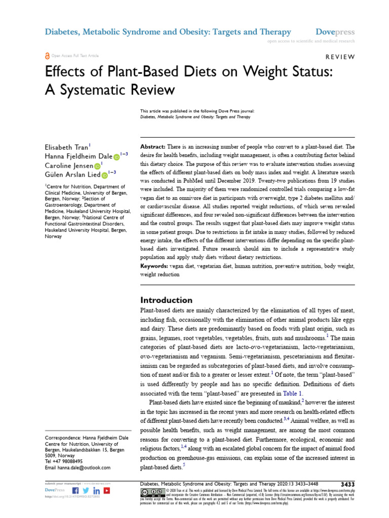 Plant-Based Diets and Weight Loss Review | PDF | Dieting | Obesity