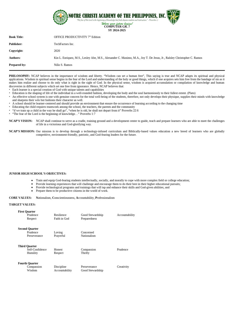 7th Grade Computer Curriculum Overview | PDF | Internet | Internet ...