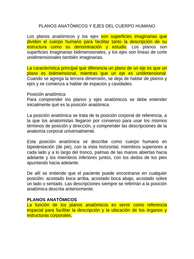 Tema Planos Del Cuerpo Humano | PDF | Términos anatómicos de ubicación ...
