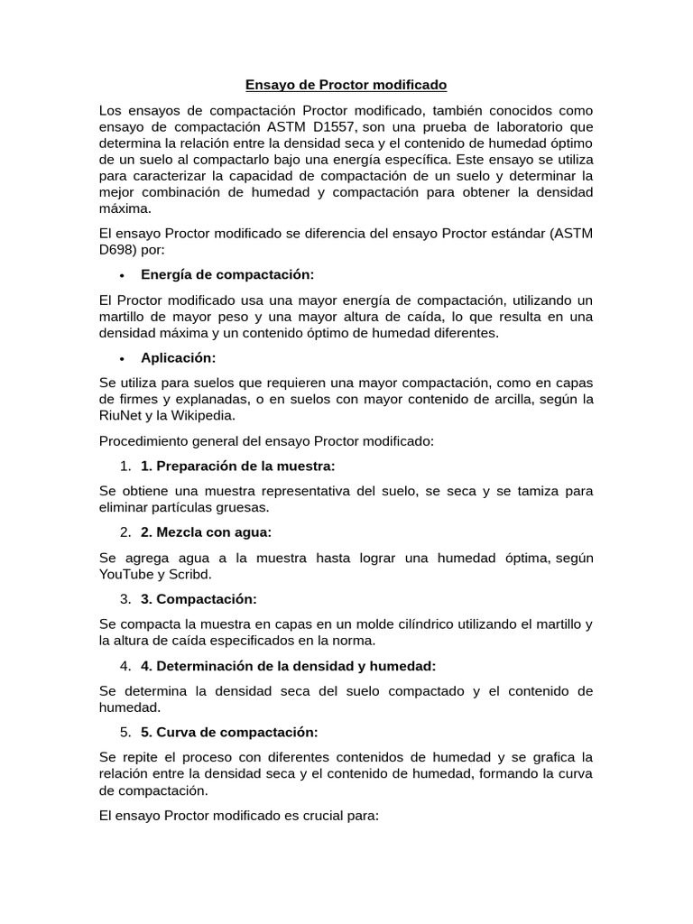 Ensayo Proctor Modificado: Compactación de Suelos | PDF