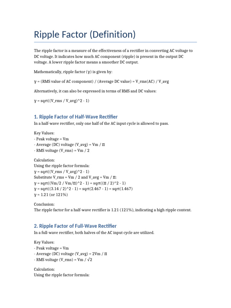 Ripple Factor Document | PDF