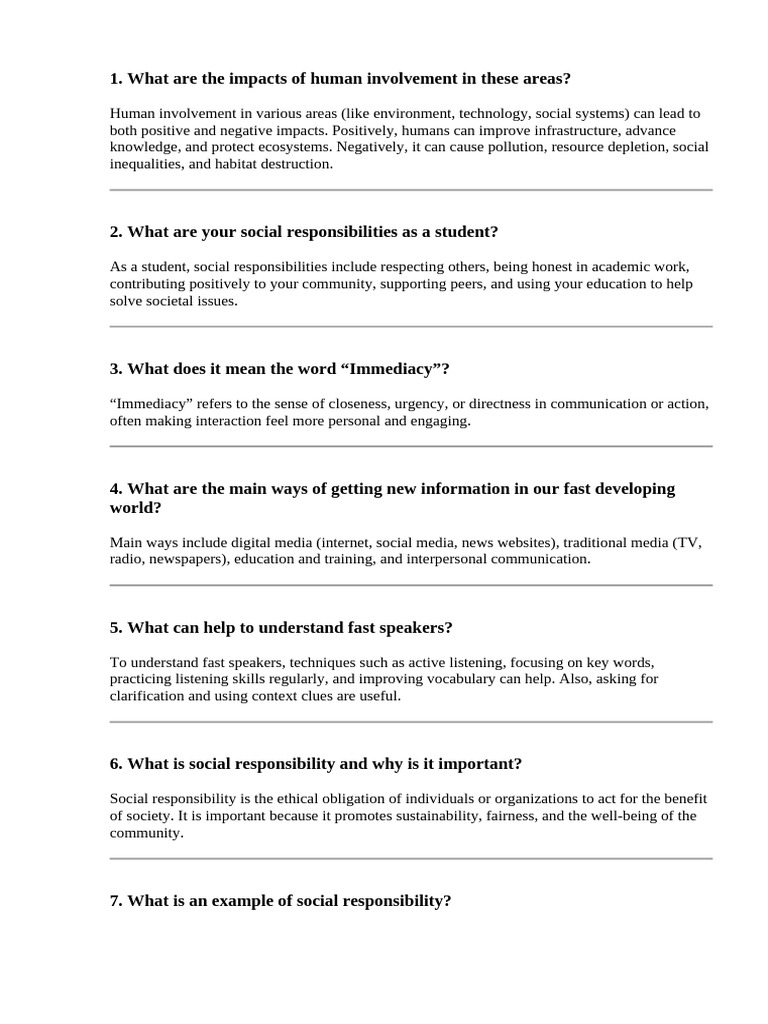 What Are The Impacts of Human Involvement in These Areas | PDF ...