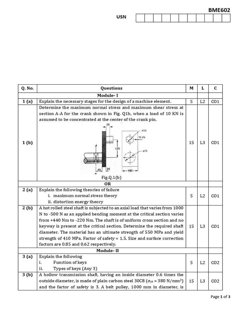 Machine Design Question Paper 2022-23 | PDF | Gear | Strength Of Materials