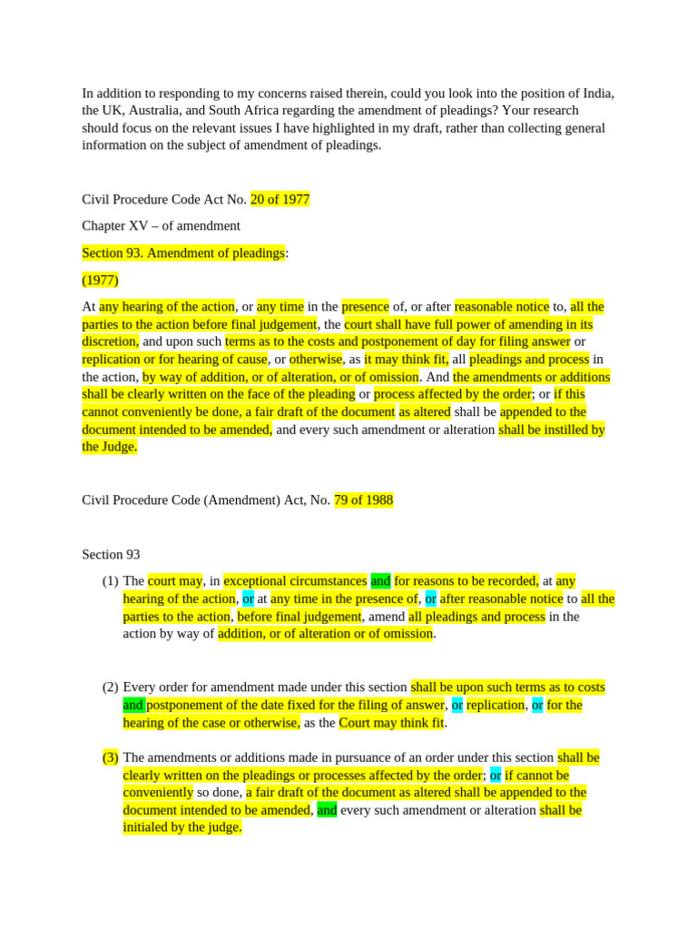 Amendment of Pleadings in Civil Procedure | PDF | Pleading | Judgment (Law)