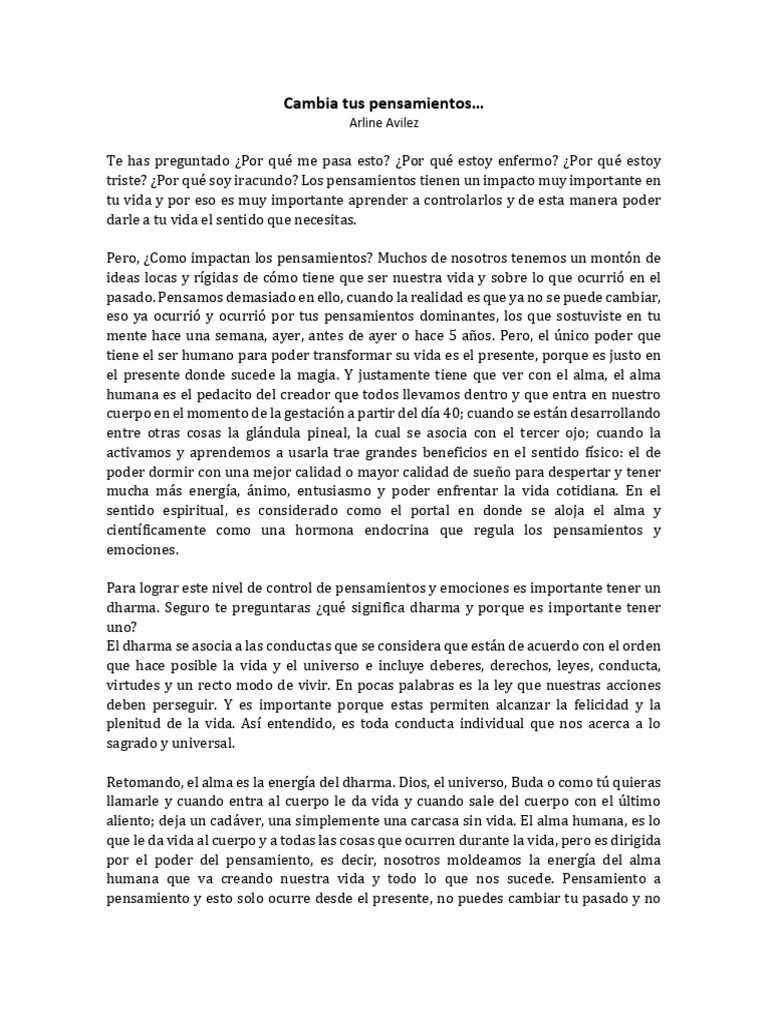 Cambia Tus Pensamientos | PDF | Mente | Dharma