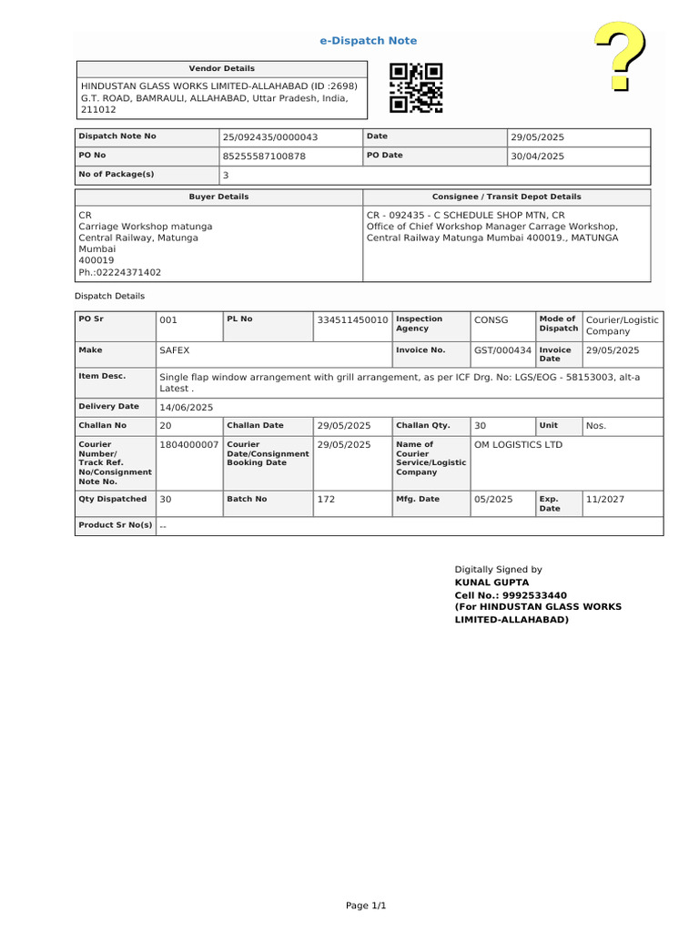 eDispatchNote - 2698 - 897087 30 PCS | PDF | Service Industries