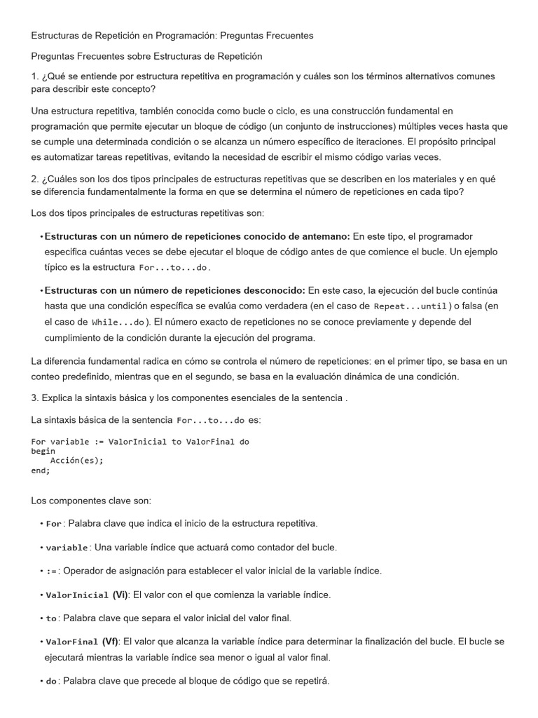 Repetitive Control Structures - For, While, Repeat - NotebookLM3 | PDF ...