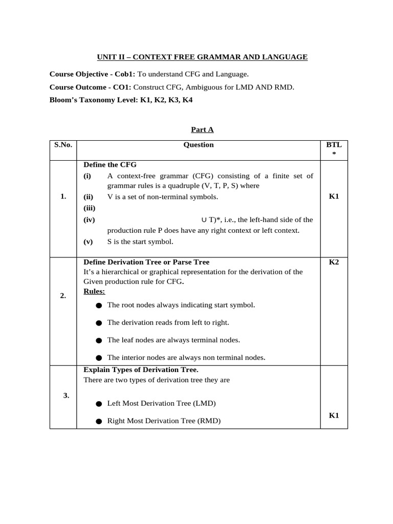 CFG: LMD, RMD, and Ambiguity Explained | PDF | Grammar | Models Of ...