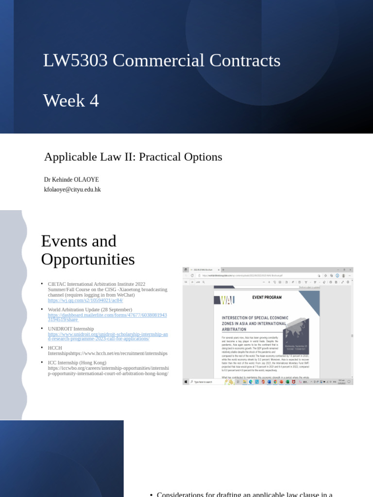 Week 4 - Applicable Law II | PDF | Choice Of Law | Arbitration