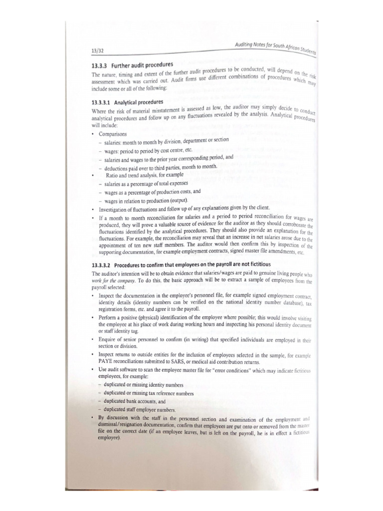 Auditing Notes For South African Students | PDF
