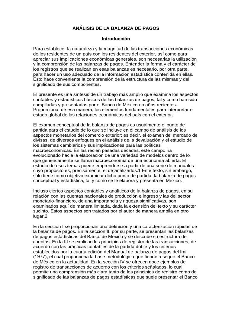 Análisis de La Balanza de Pagos | PDF | Balance de pagos | Ciencias ...