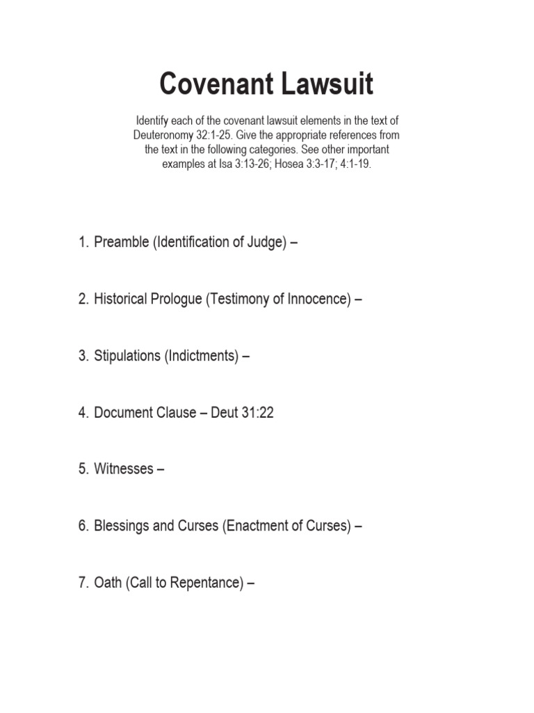 Elements of Covenant Lawsuit in Deuteronomy | PDF